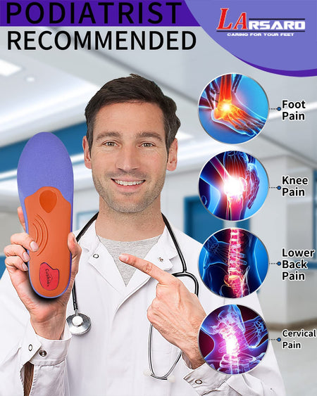 LARSARO Plantar Fasciitis Strong Arch Support Insoles (210+lbs) Heavy Duty Support