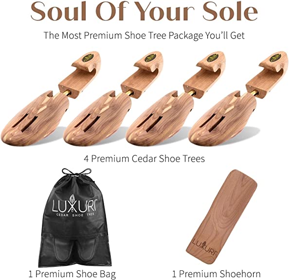 Raytix LUXURY CEDAR Shoe Tree Set | 2 Pairs Adjustable Shoe Tree Stretchers