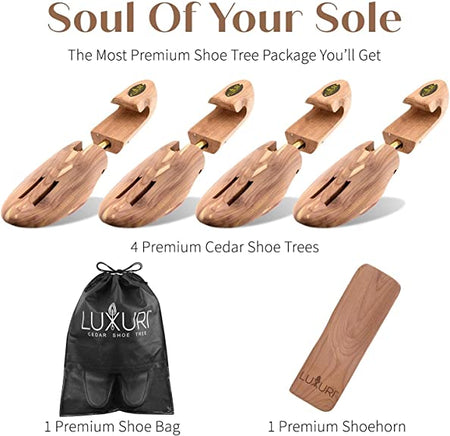 Raytix LUXURY CEDAR Shoe Tree Set | 2 Pairs Adjustable Shoe Tree Stretchers