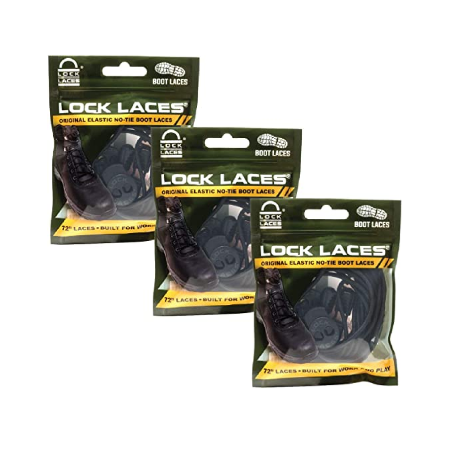 Lock Laces for Boots (3 Pair) Premium Heavy Duty Elastic No Tie Boot Laces for Boots and Shoes