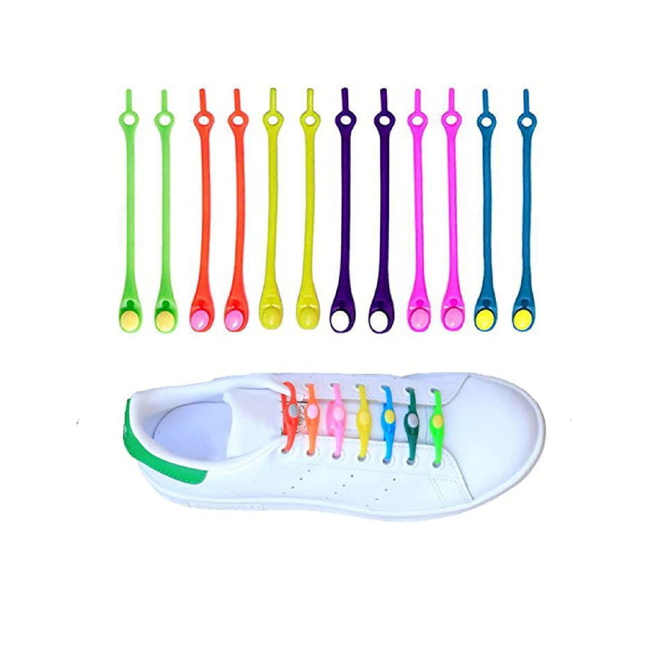 Lazy Elastic Shoelaces For Adults And Kids Sneakers NoTie Shoe Laces 12pcs