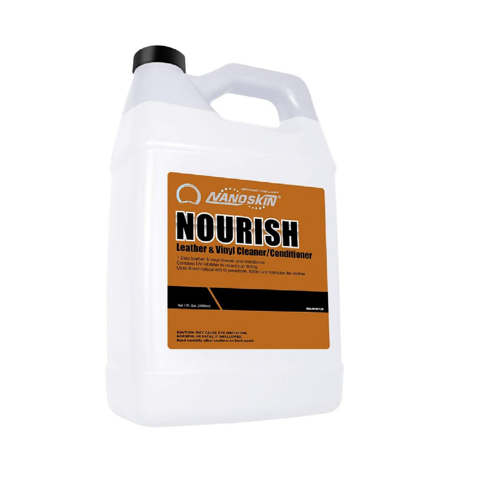 Nanoskin Nourish One Step Leather Cleaner & Conditioner 1 Gallon – Revitalizes All Types of Leather Furniture Auto Interiors Shoes Bags Suitable for Natural Synthetic