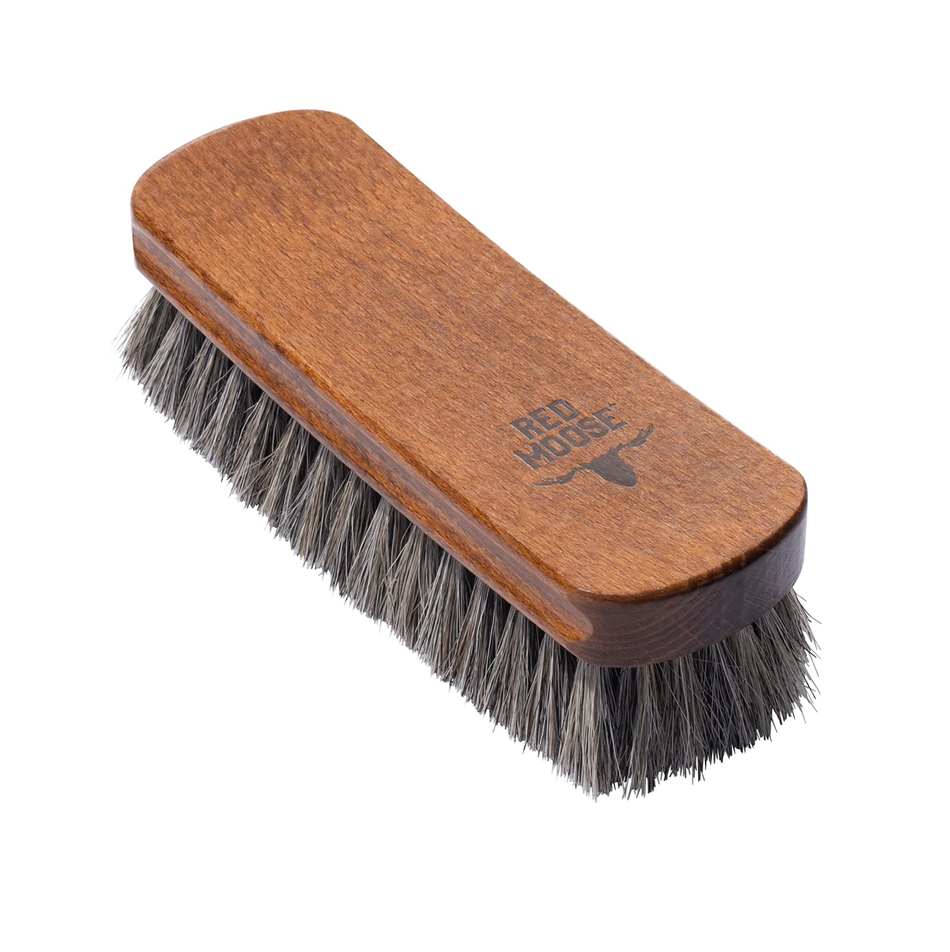 Horsehair Shoe Brush - Shoe Polish Brush for Leather Boots Shine - Red Moose