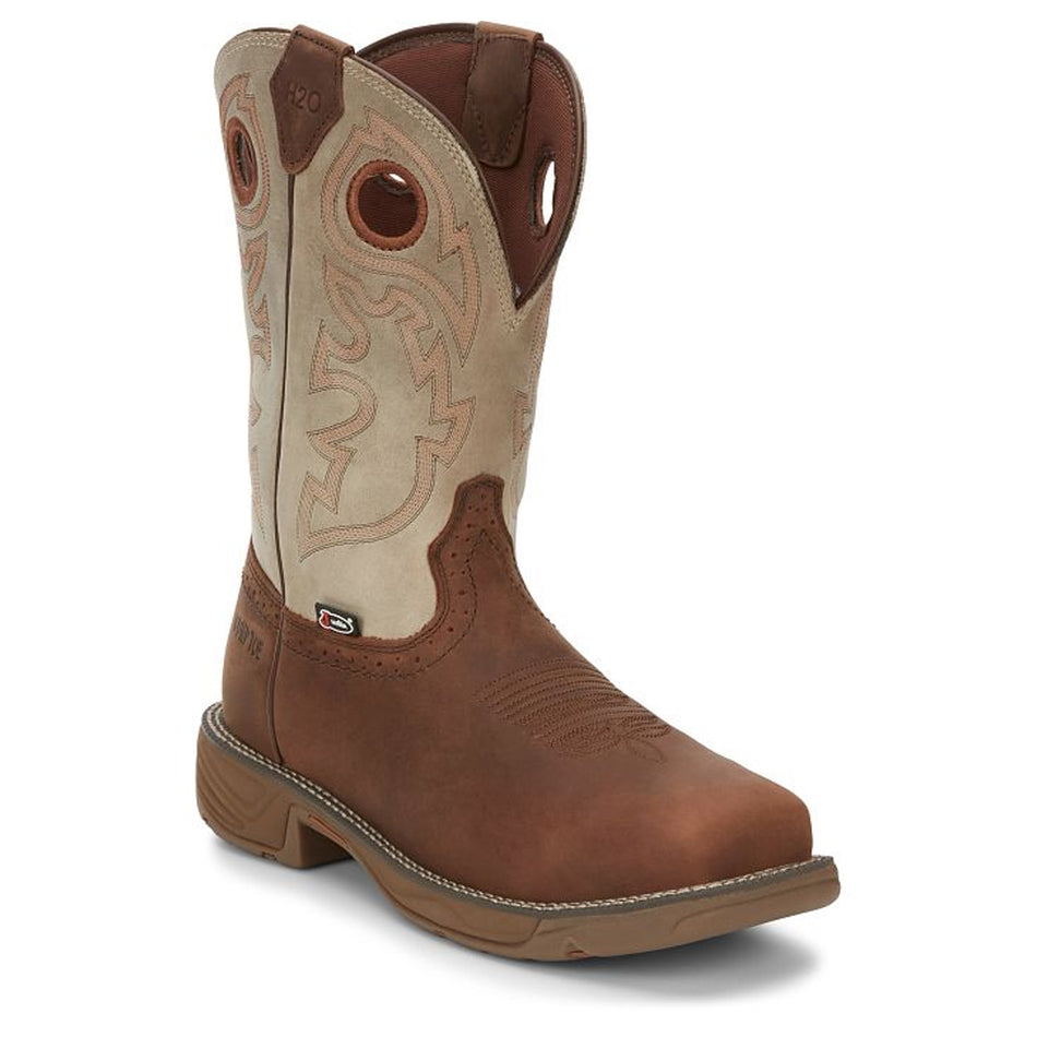 Justin Boot Back Men Footwear Work Pull-On Rush 11" waterproof Nano Comp Toe Color Rust (#WK4338)