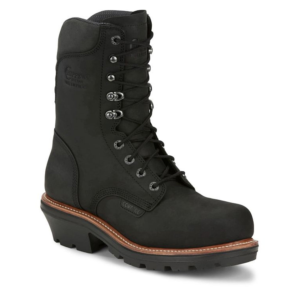 Chippewa Back Men's Loggers Thunderstruck 9" Waterproof Nano Comp Toe Logger Color Charcoal (#TH1020)