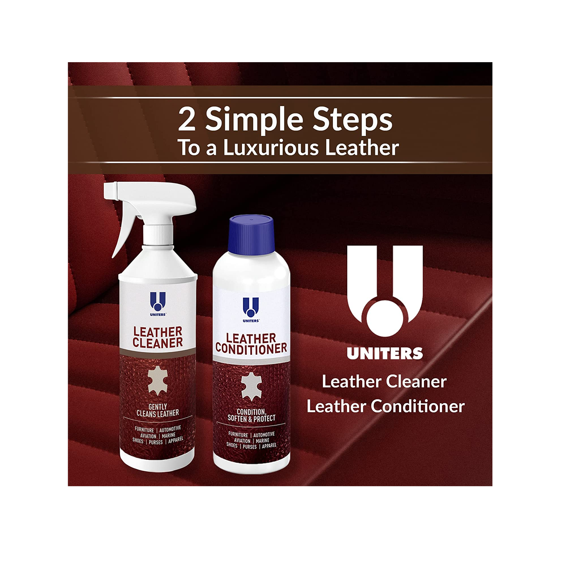 UNITERS Leather Care Kit - 2 Pack Leather Cleaner and Protection