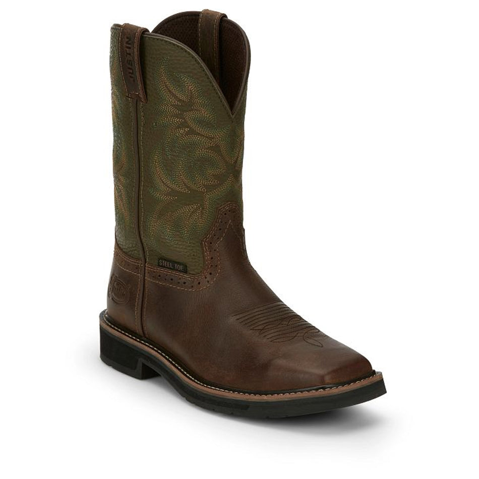 Justin Boot Back Men Footwear Work Pull-On Driller 11" Steel Toe Color Umber (#SE4688)
