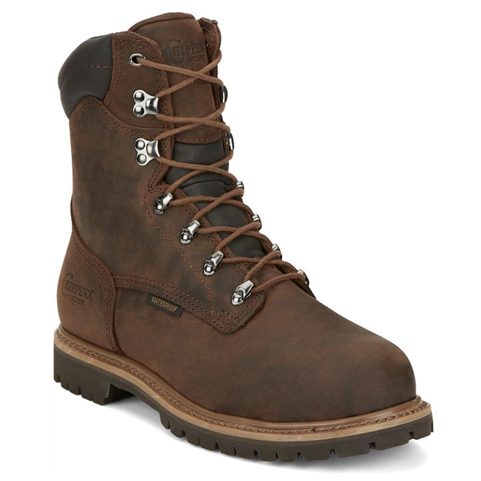 Chippewa Men's Footwear 8" Lace Up Birkhead 8" Waterproof Steel Toe Insulated Color Tough Bark (#55069)