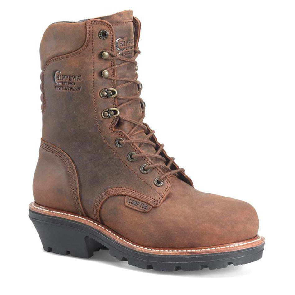 Chippewa Back Men's Loggers Thunderstruck 9" Waterproof Nano Comp Toe Logger Color Walnut (#TH1022)