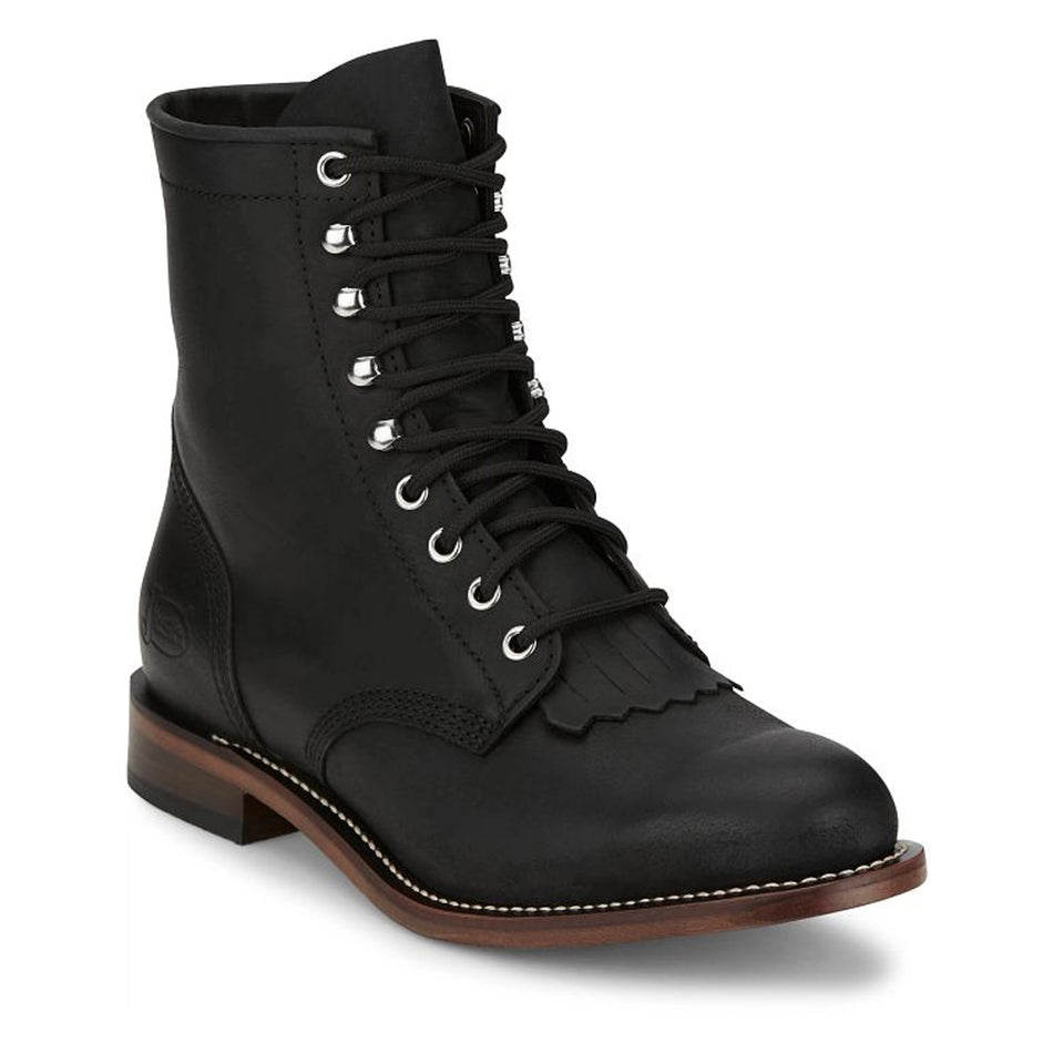 Justin Back Men Footwear Western Roper Drenna 7" Lace- Up Roper Color Black (#RP503)