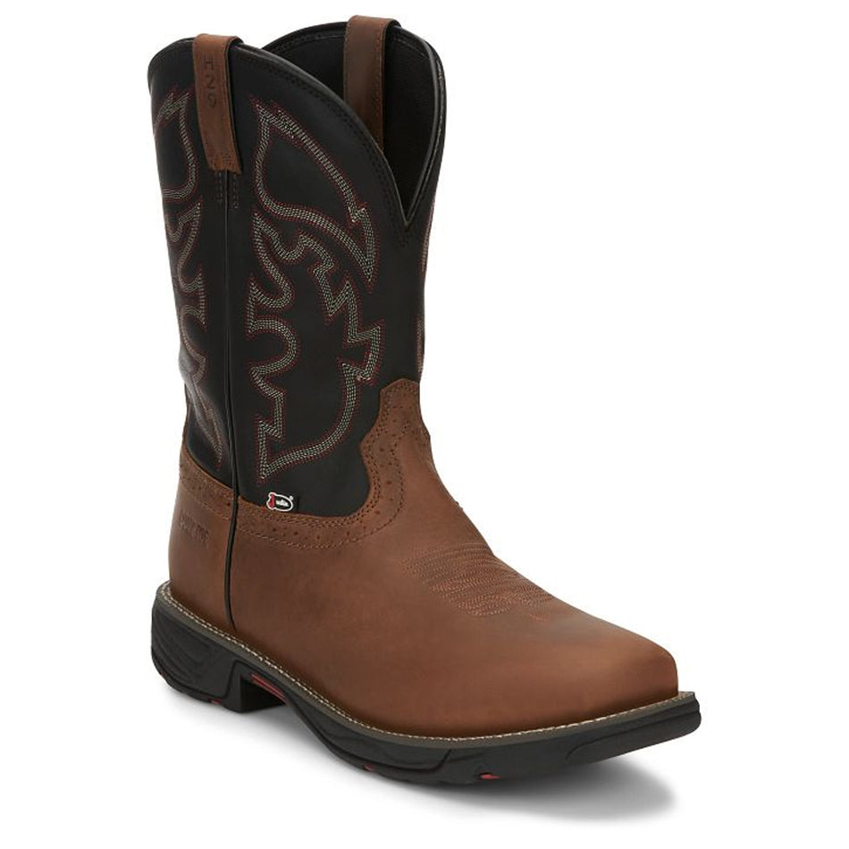 Justin Boot Back Men Footwear Work Pull-On Rush 11" Waterproof Comp Toe Color Tan (#WK4337)