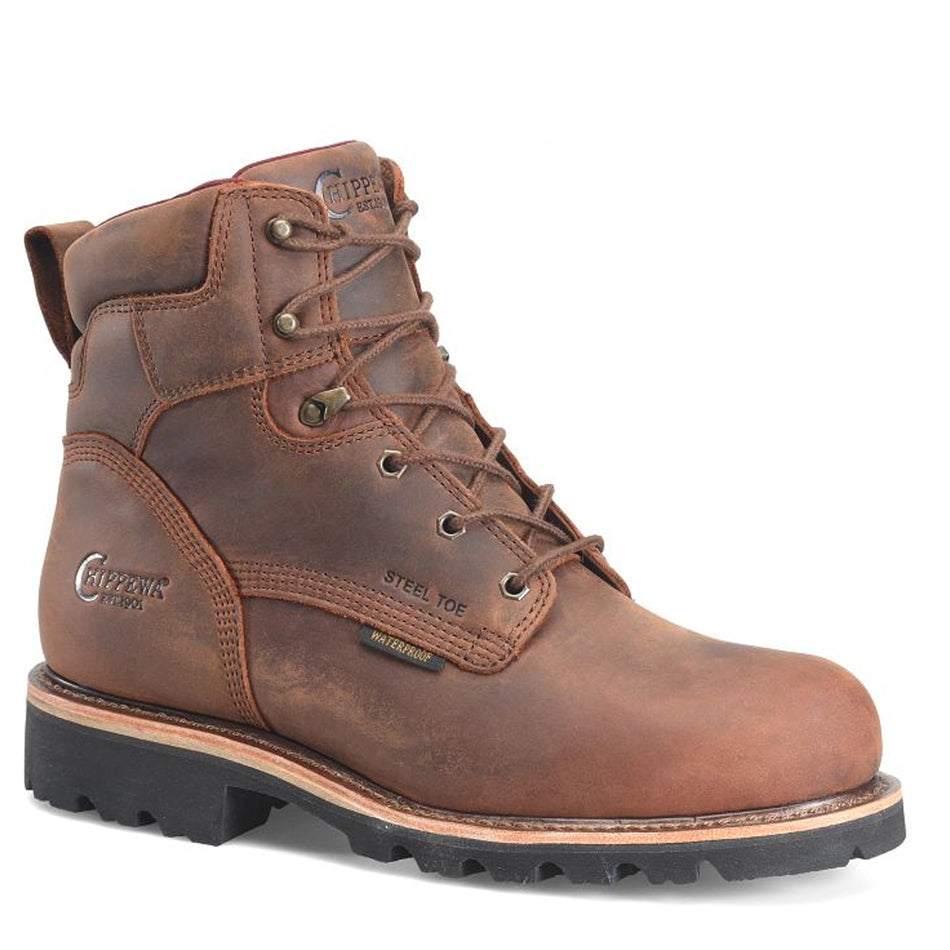 Chippewa Back Men's Footwear Super DNA 6" waterproof Steel Toe Lace-Up Color Walnut (#59207)