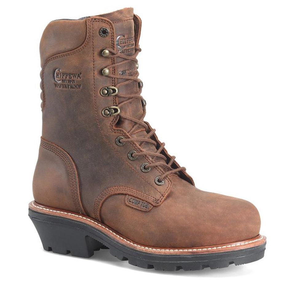 Chippewa Back Men's Loggers Thunderstruck 9" Waterproof Nano Comp Toe Logger Color Charcoal (#TH1021)