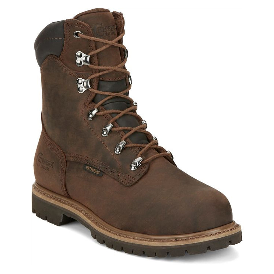 Chippewa Back Men's Footwear Birkhead 8" Waterproof Steel Toe Insulated Color Tough Bark (#55069)