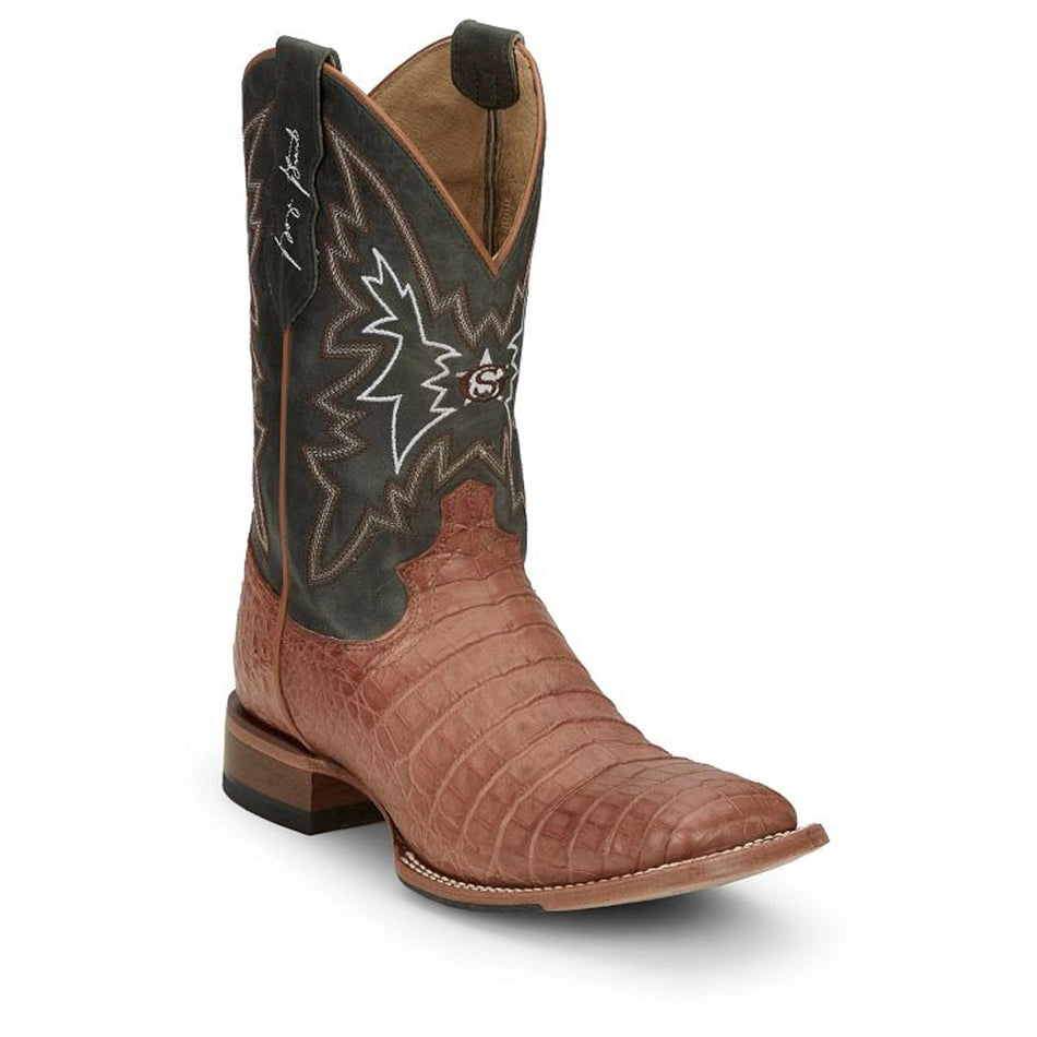 Justin Back Men Footwear Western Exotic Haggard 11" Caiman Color Tan (#GR5706)