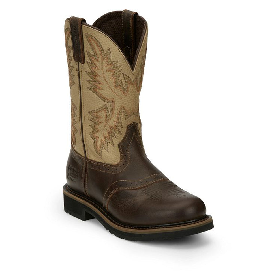 Justin Boot Back Men Footwear Work Pull-On Superintendent 11" Work Color Golden (#SE4660)