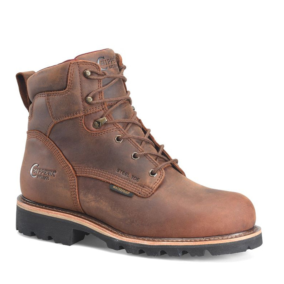 Chippewa Back Men's Footwear Super DNA 6" Waterproof Steel Toe Lace-Up color Walnut (#59207)