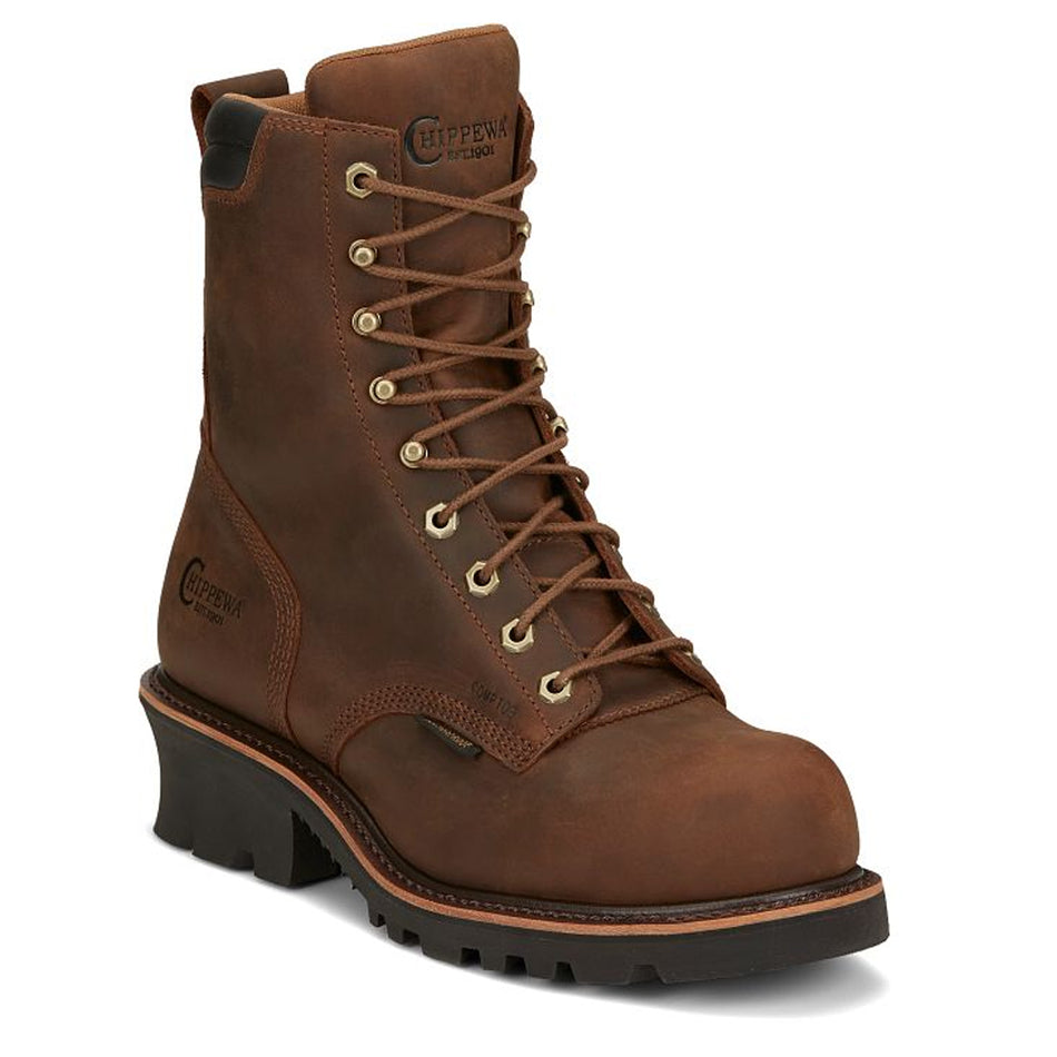 Chippewa Back Men's Footwear Loggers Sador 9" Waterproof Insulated Comp Toe Logger Color Heavy Duty Tan (#73236)