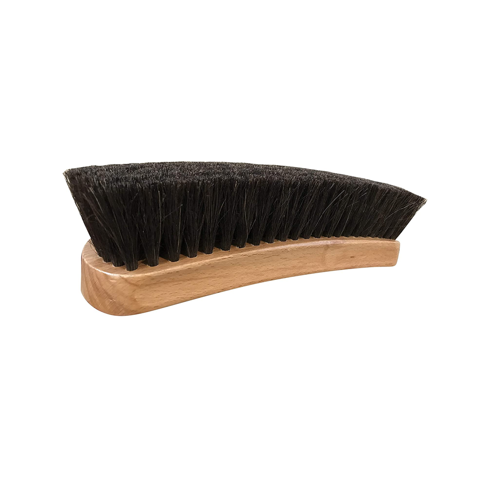 Large 8” Horsehair Shoe Shine Brush Professional Shoe Polish Brush with Wood Handle Comfortable Grip Soft Genuine Horse Hair Bristles
