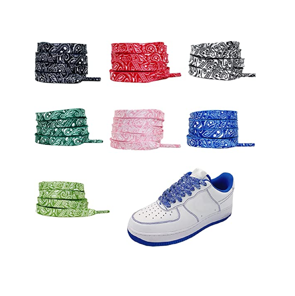 Bandana Shoe Laces 55" Paisley Flat Shoelace Cashew Flower Shoelaces for Sneakers Knicks Streetwear Photoshoot - 7 Pairs