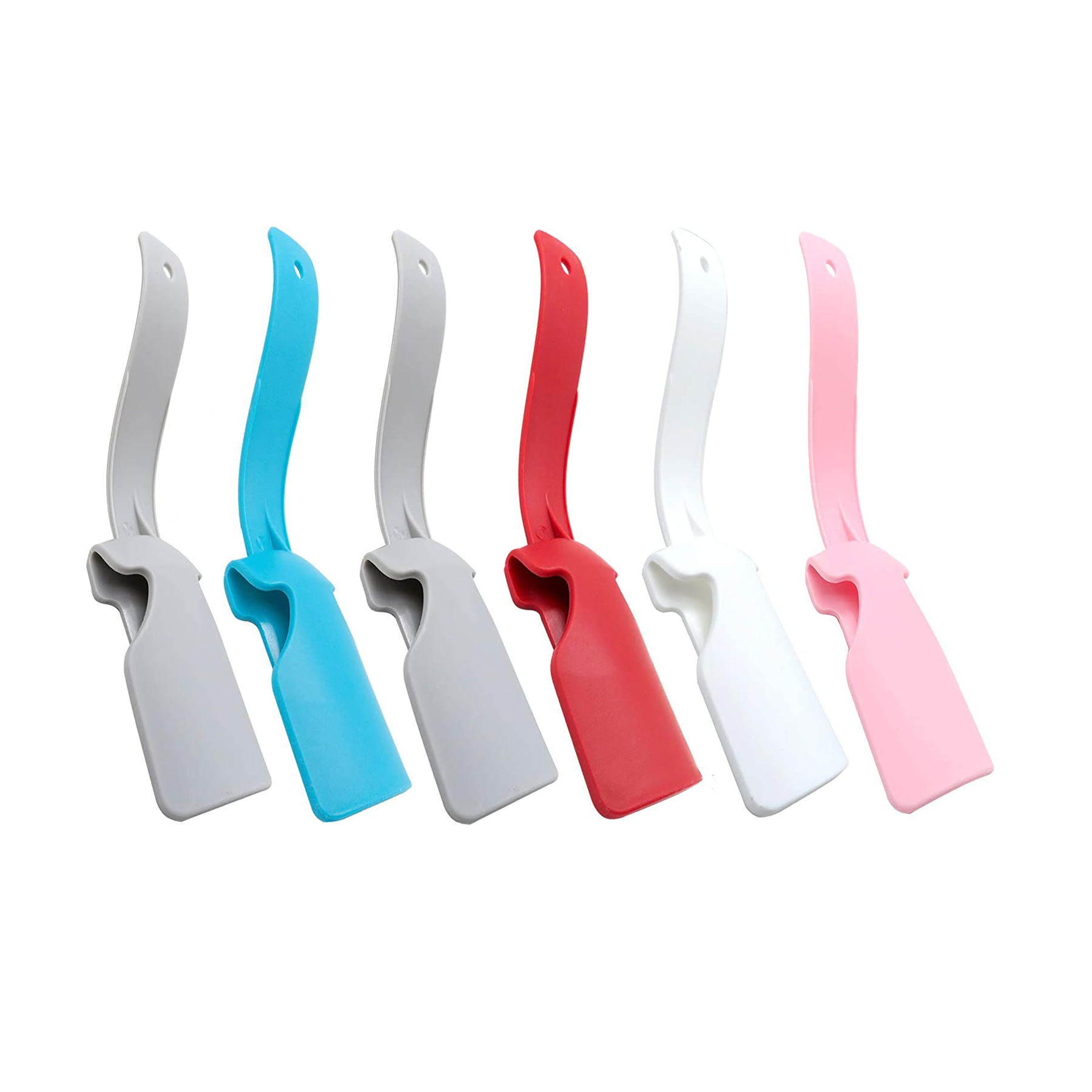 6 Pieces Lazy Shoe Helper-Portable Plastic Shoe Horn Lifting Helper Easy on/Off Sock Slider Travel Handled Wearing Tool for All Age Adult Kids Men Women Elderly Seniors Disabled- Multicolors