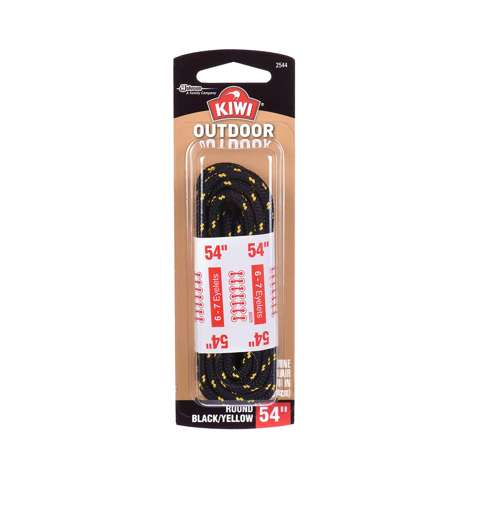 KIWI Outdoor Round Laces Black/Yellow Dash 54 1 pair Packaging May Vary