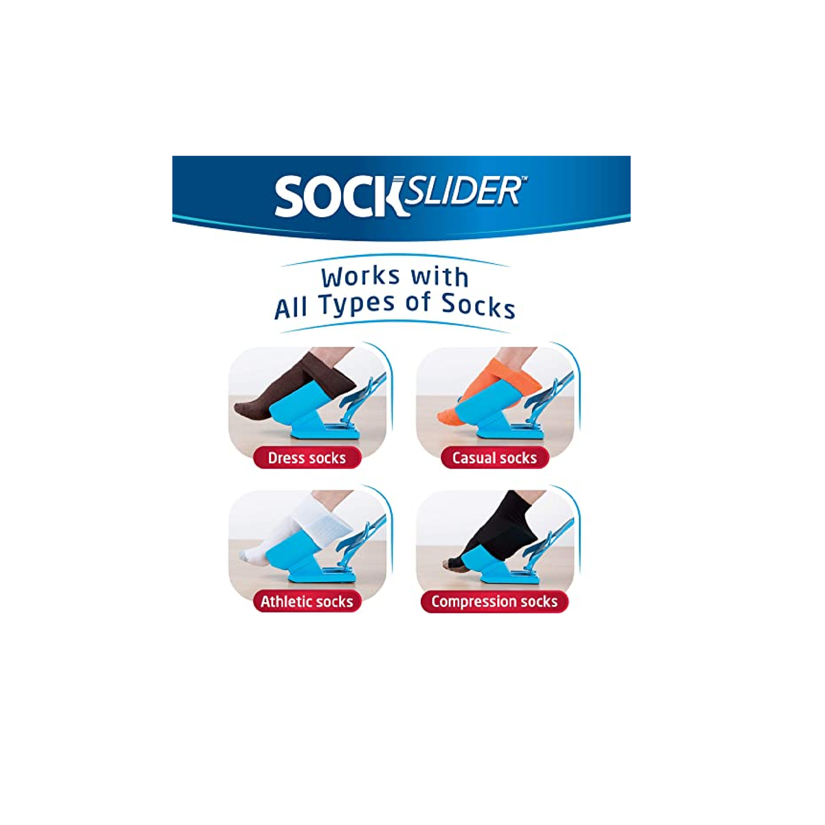 Allstar Innovations - Sock Slider - The Easy on- Easy off Sock Aid Kit & Shoe Horn Pain Free No Bending- Stretching or Straining System that Packs up for Convenient Travel- As Seen on TV
