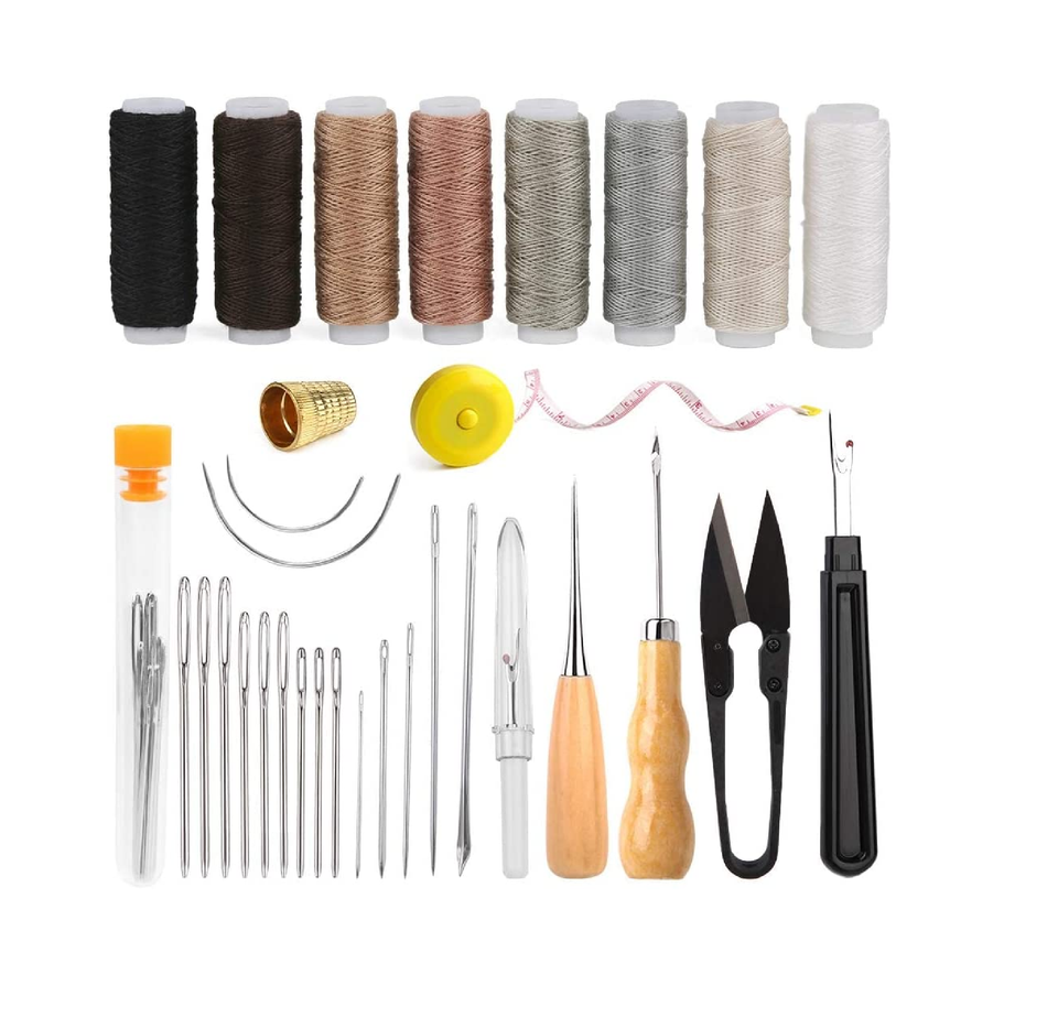 BUTUZE Upholstery Repair Kit, Leather Sewing Kit, Sewing Thread, Waxed  Thread, Heavy Duty Hand Sewing Needles, Sewing Awl, Heavy Duty Sewing Kit  for
