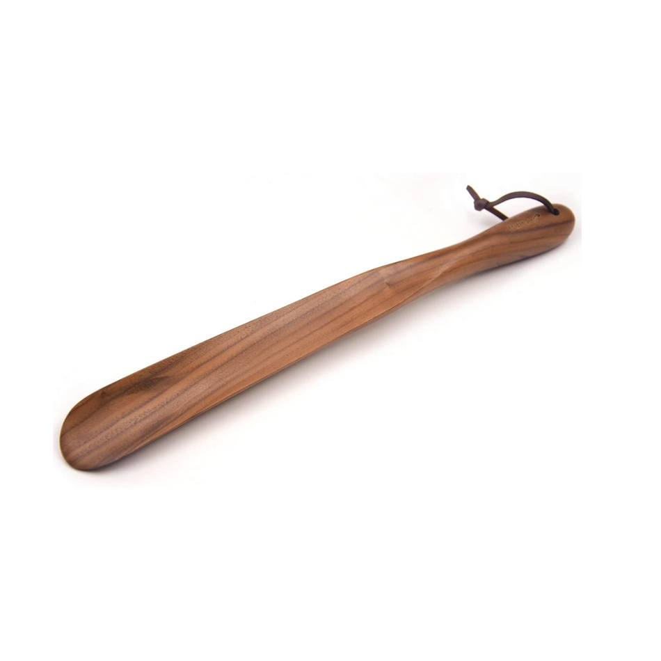 Bamber Shoe Horn- Wooden Shoe Horn Long Handle for Seniors 15 Inches Great Handhold with Loop for Hanging Boot Shoe Horn for Women Men Kids Pregnancy - Walnut Wood