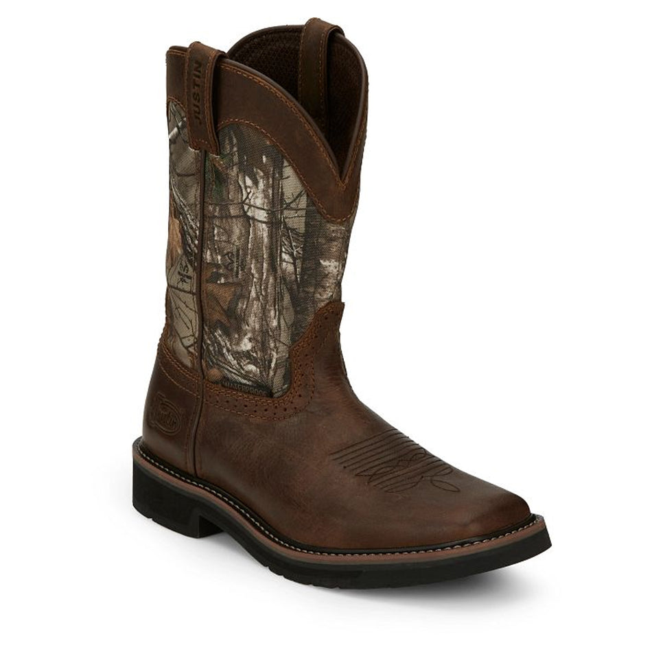 Justin Boot Back Men Footwear Work Pull-On Trekker 11" Waterproof Color Chocolate (#SE4676)