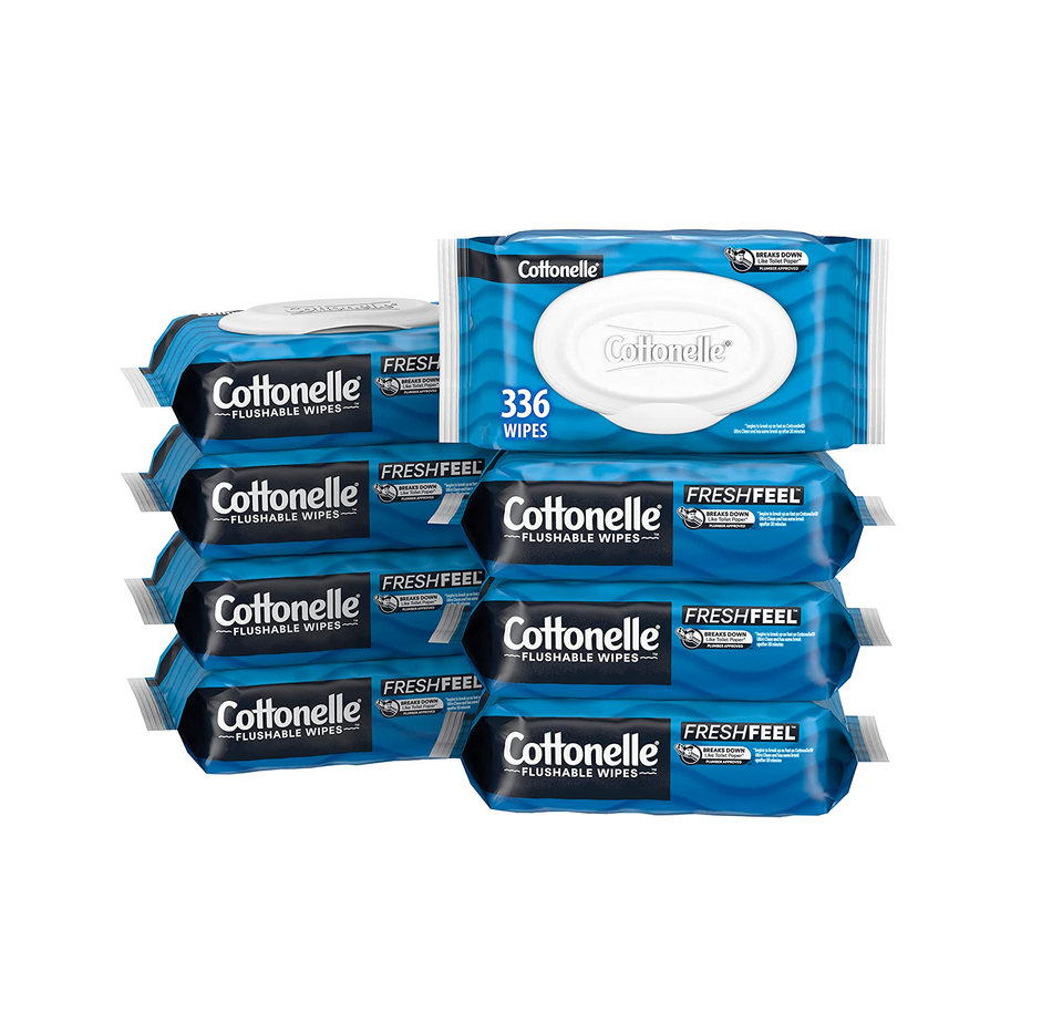 Cottonelle Freshfeel Flushable Wet Wipes Adult Wet Wipes 8 Flip-Top Packs 42 Wipes per Pack 8 Packs of 42 336 Total Flushable Wipes