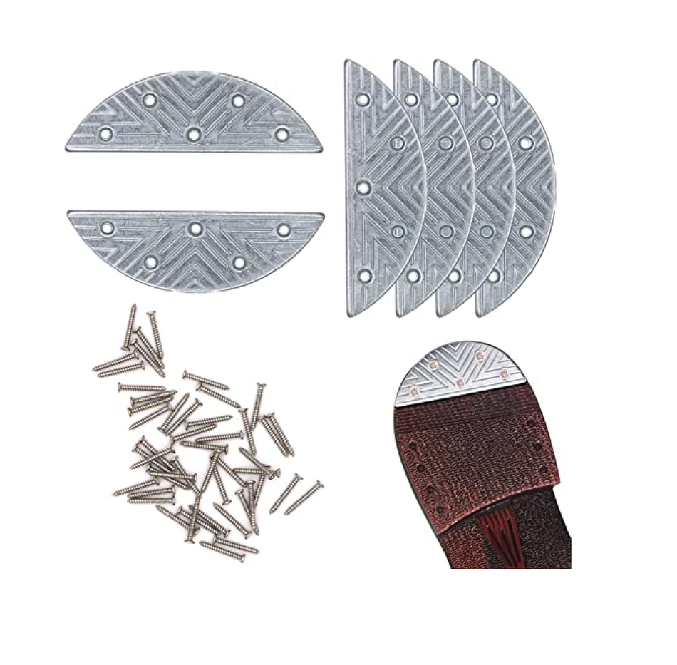 Metal Heel Plates 3 Pairs Sole Repair Kit with Screw Nails Shoes Heel Taps Tips Repair Pad for Shoes and Boot