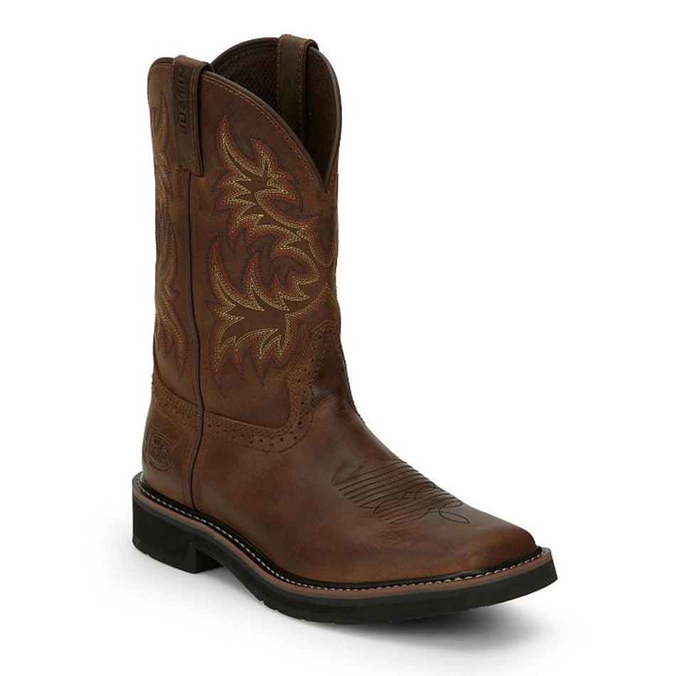 Justin Boot Back Men Footwear Work Pull-On Driller 11" Work Color Dark Browk (#SE4681)