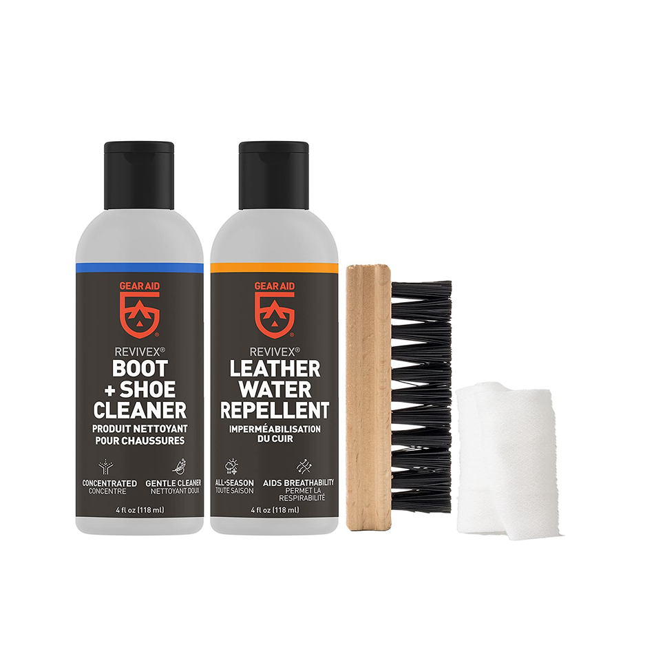 Gear Aid Revivex Leather Boot Care Kit with Water Repellent Cleaner Brush and Cloth