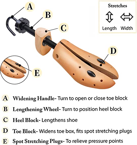 Hoteelee Pair of Wooden Shoe Stretcher Stretches | Shoe Trees