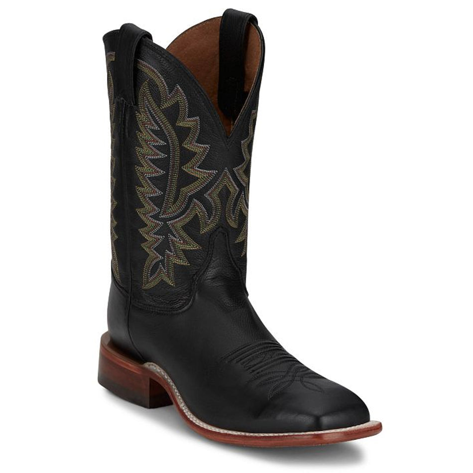 Justin Back Men Footwear Cowboy/Western Poston 11" western Color Jet Black (#Br387)