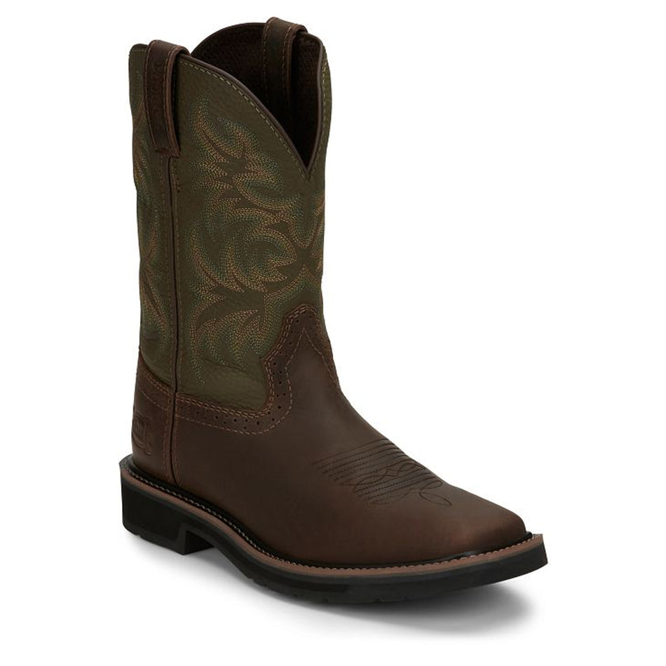 Justin Boot Back Men Footwear Work Pull-On Driller 11" Work Color Cedar (#SE4687)