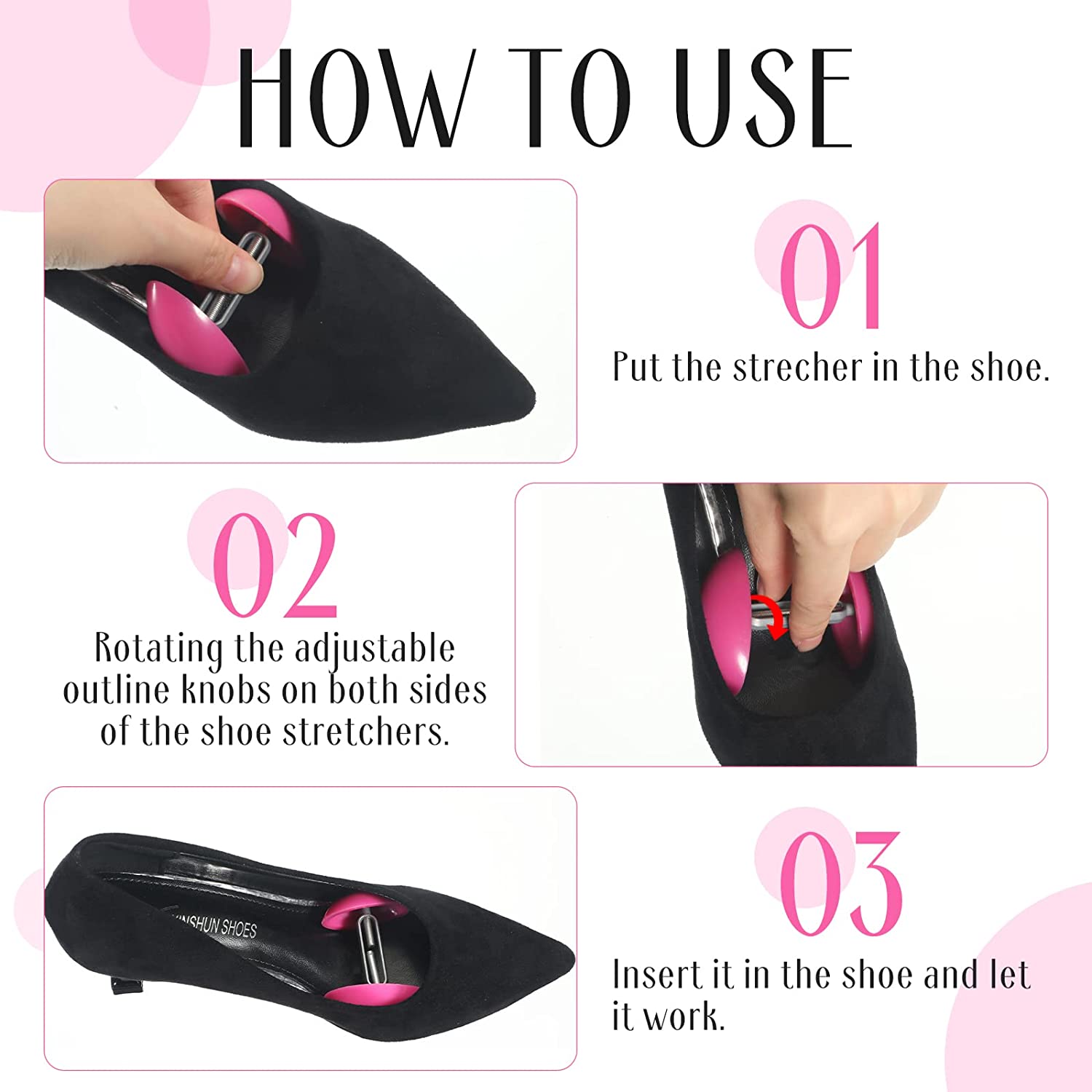 Meanplan 2 Pairs Mini Shoe Stretchers for Wide Feet Adjustable Shoe Expander Widener Non Slip