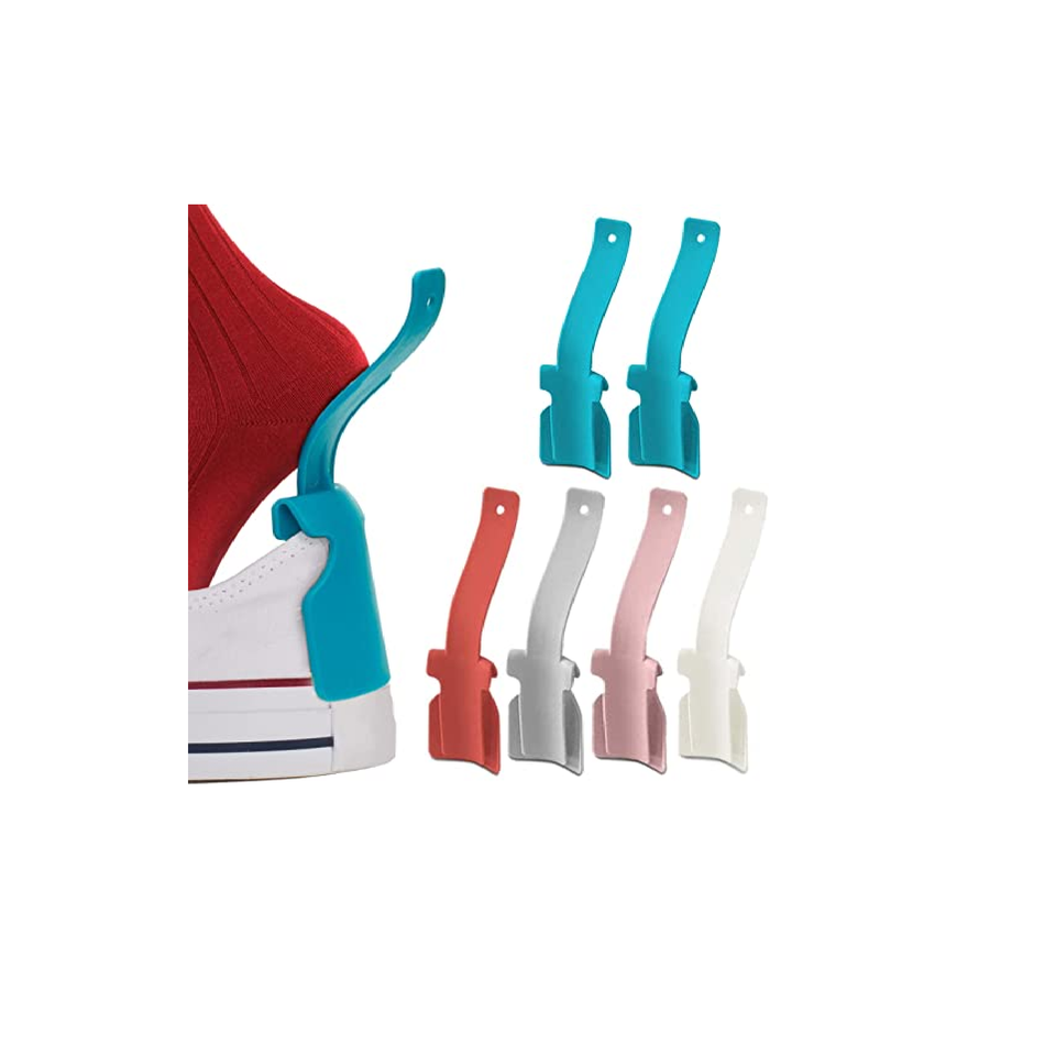 Nonstop 6 Pcs Lazy Shoe Helper Portable Sock Slider - Short Handled Shoe Horn - Shoe Lifting Helper Easy on Easy Off- Plastic Shoehorn for Men- Women