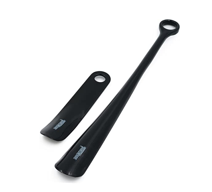 Panoware Set of 2-Extra Long Handle Shoe Horn and Travel Shoe Horn-Black