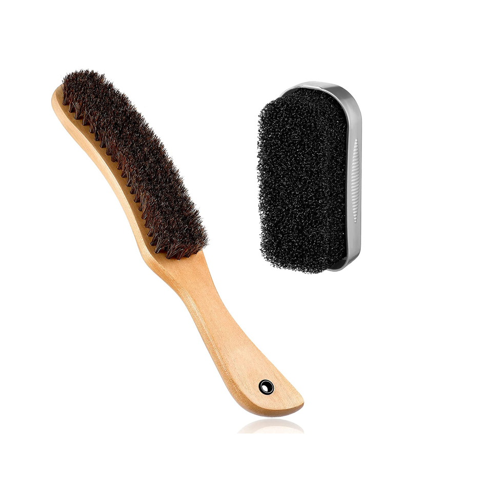 Patelai 2 Pieces Hat Brush and Cleaning Sponge Set Horse Hair