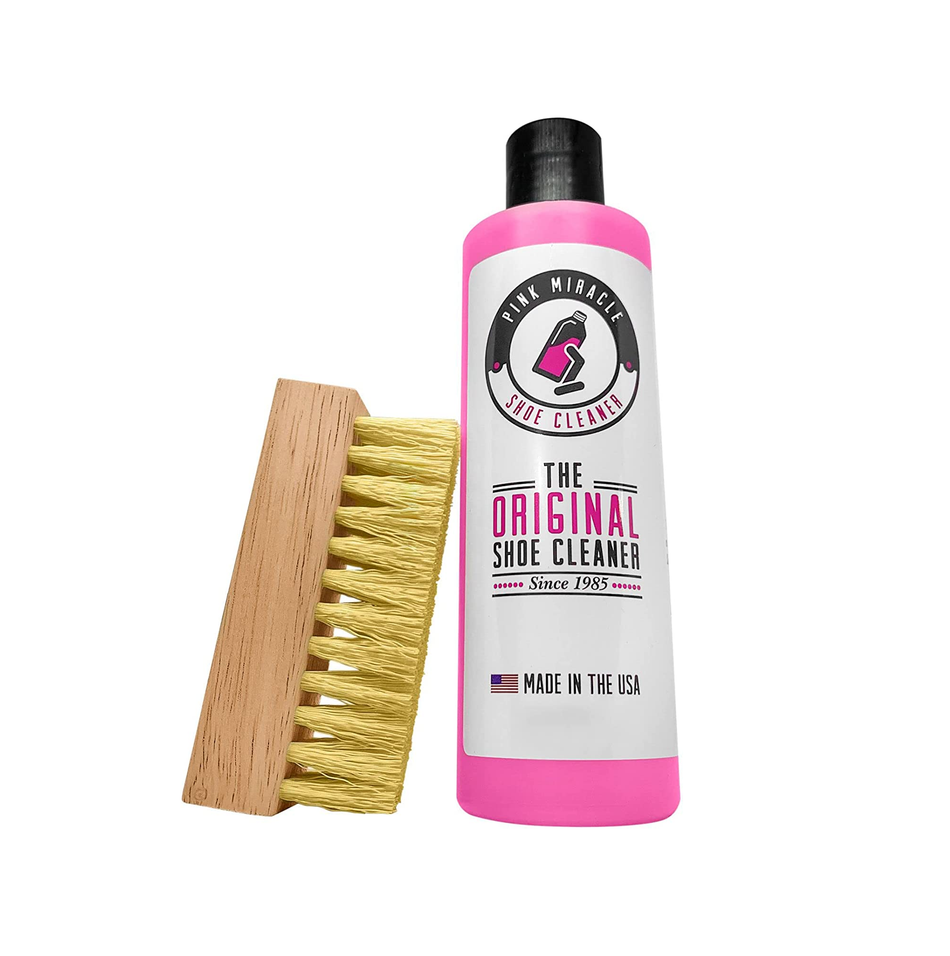 Pink Miracle Shoe Cleaner Kit with Bottle and Brush For Fabric Cleaner For Leather