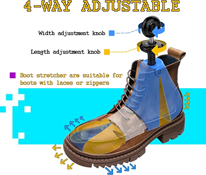 QEKMSY Cowboy Boot Stretcher for Men | 4 Way Shoe Stretcher Adjustable Length