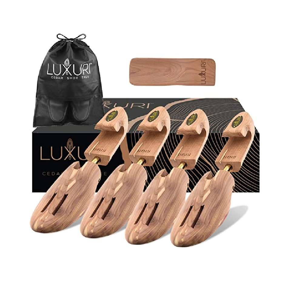 Raytix LUXURY CEDAR Shoe Tree Set | 2 Pairs Adjustable Shoe Tree Stretchers