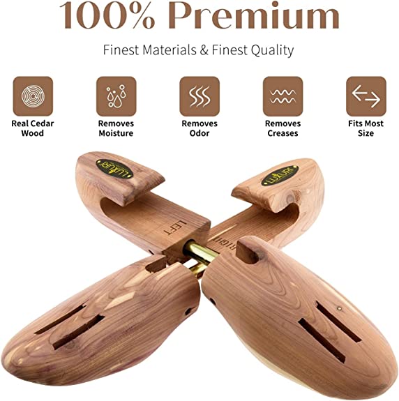 Raytix LUXURY CEDAR Shoe Tree Set | 2 Pairs Adjustable Shoe Tree Stretchers