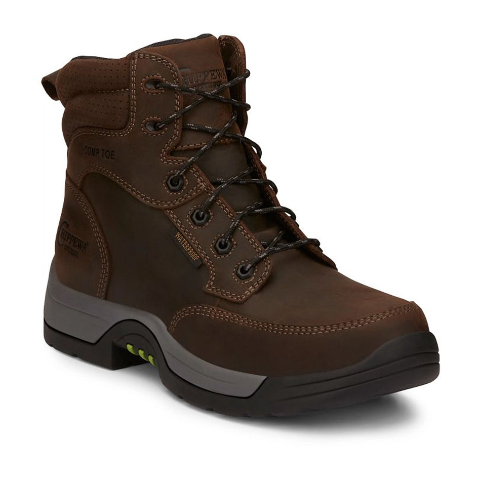 Chippewa Back Men's Footwear 6" Lace Up Fabricator 6" Waterproof Static Dissipative Comp Toe Hiker Color Ash Brown (#31003)