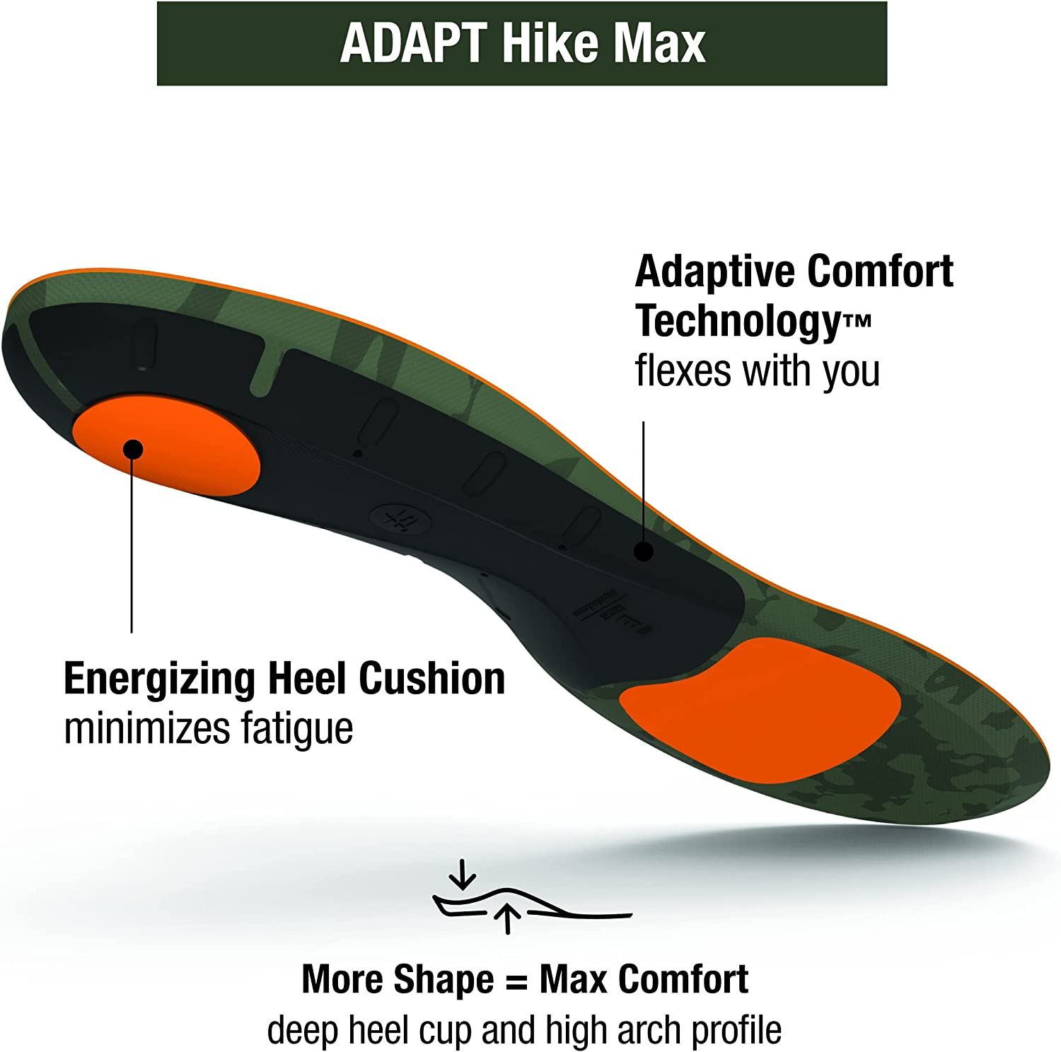 Superfeet Adapt Hike Max | Flexible Arch Support Insoles for Hiking Boots or Shoes