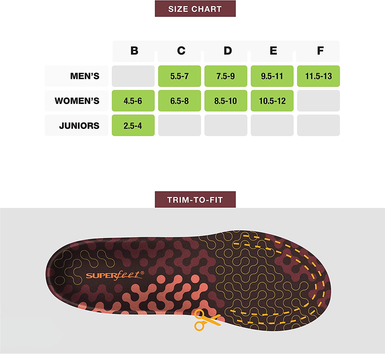 Superfeet Adapt Run - Flexible Arch Support Insoles for Running Shoes