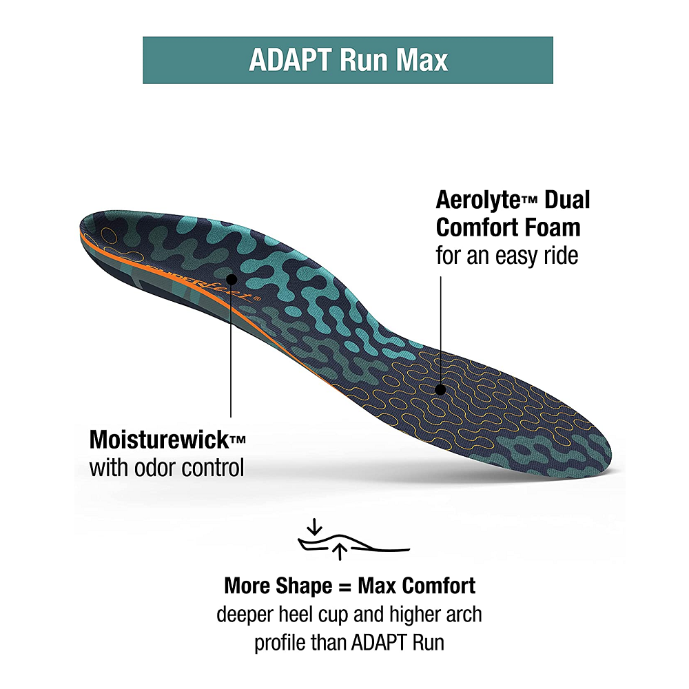 Superfeet Adapt Run Max | Cushioned Arch Support Insoles for Running Shoes