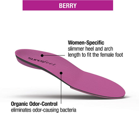 Superfeet BERRY Women's Comfort Medium Arch Support and Forefoot Cushion